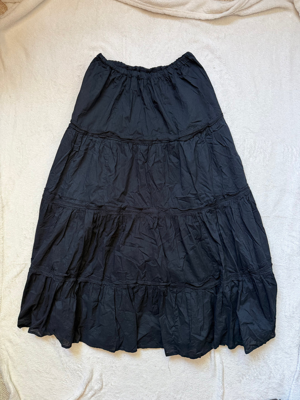 Jupe longue noire à étages fluide style whimsigoth witch 90s - Taille M/L