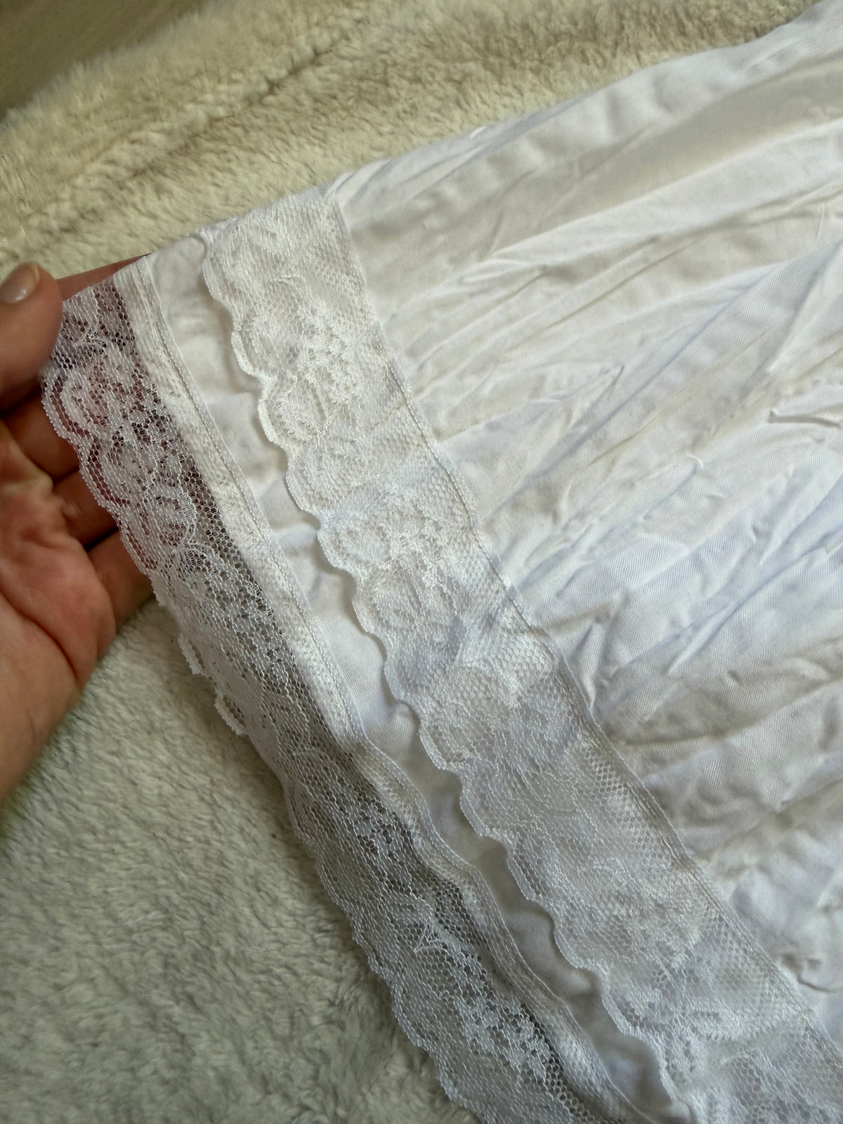 Jupe longue blanche fluide à dentelle style bohème - Taille XS/S