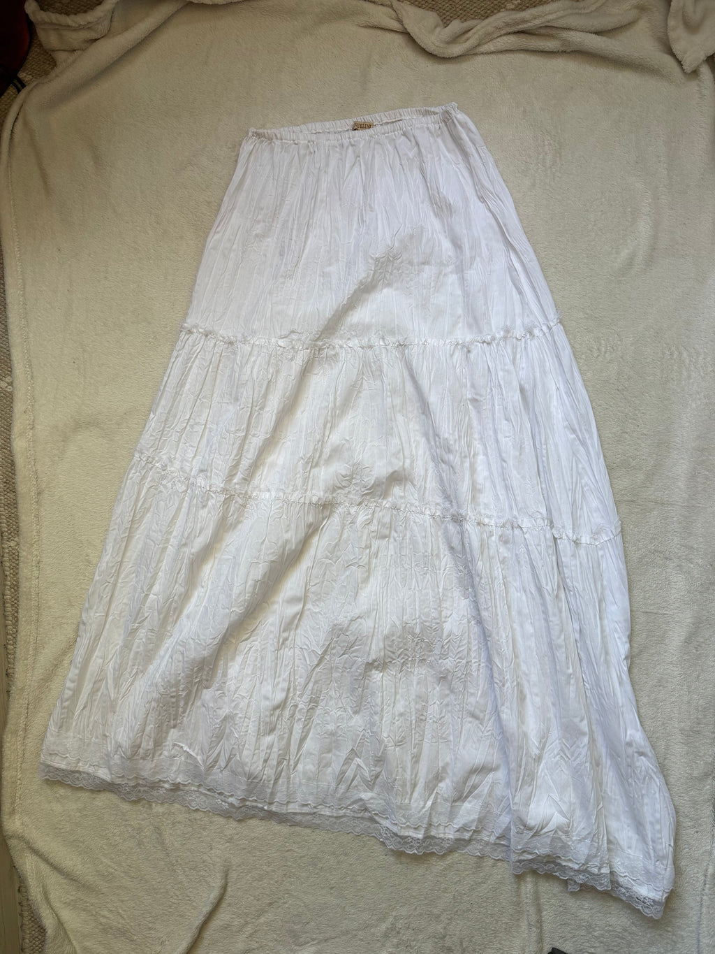 Jupe longue blanche fluide à dentelle style bohème - Taille XS/S