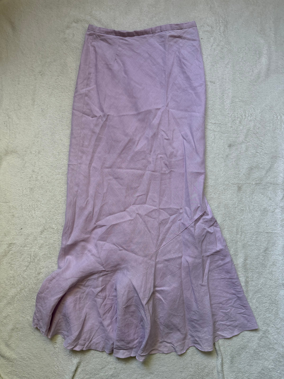 Jupe longue rose lilas coupe sirène évasée style fairycore Y2K – taille XS/S