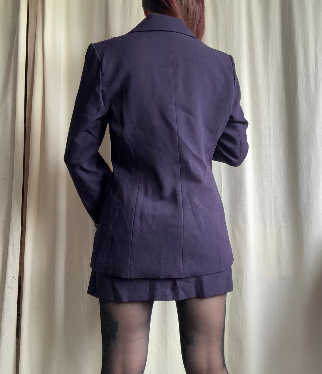 Ensemble blazer cintré et minijupe violet foncé - taille S/M