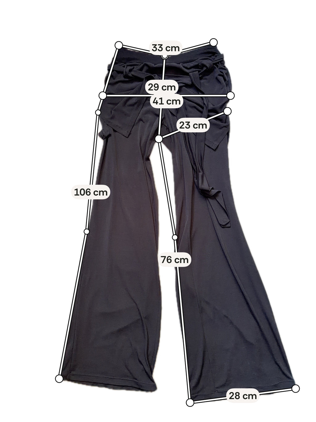 Flowy black trousers with integrated mini skirt - Size S/M