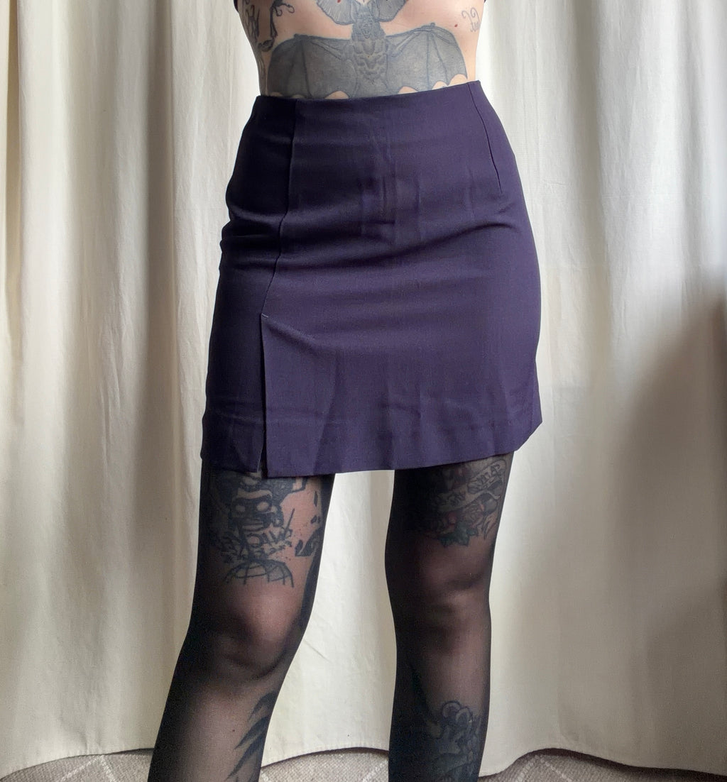 Ensemble blazer cintré et minijupe violet foncé - taille S/M