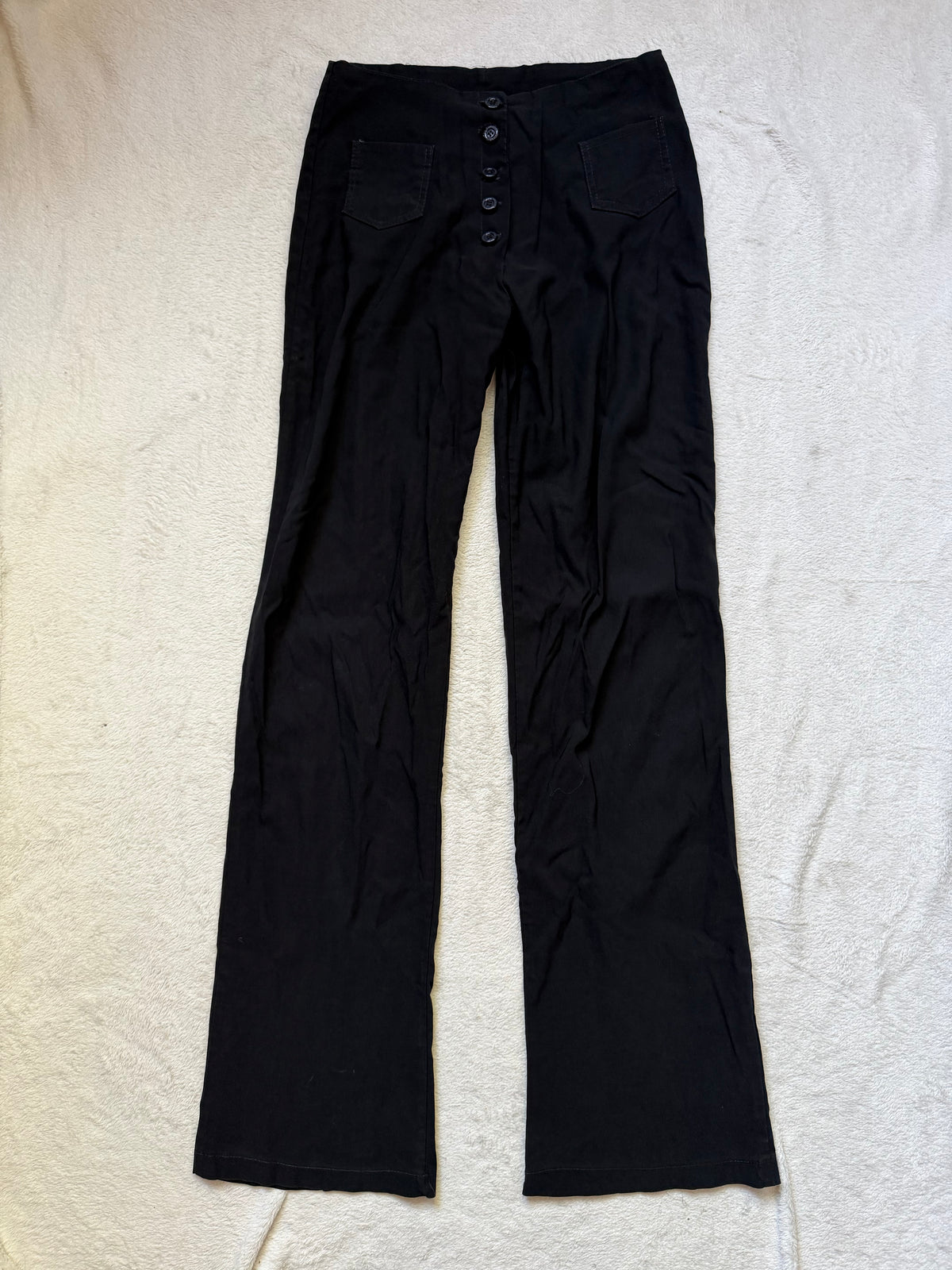 Pantalon noir taille haute boutons apparents style corporate goth - Taille M
