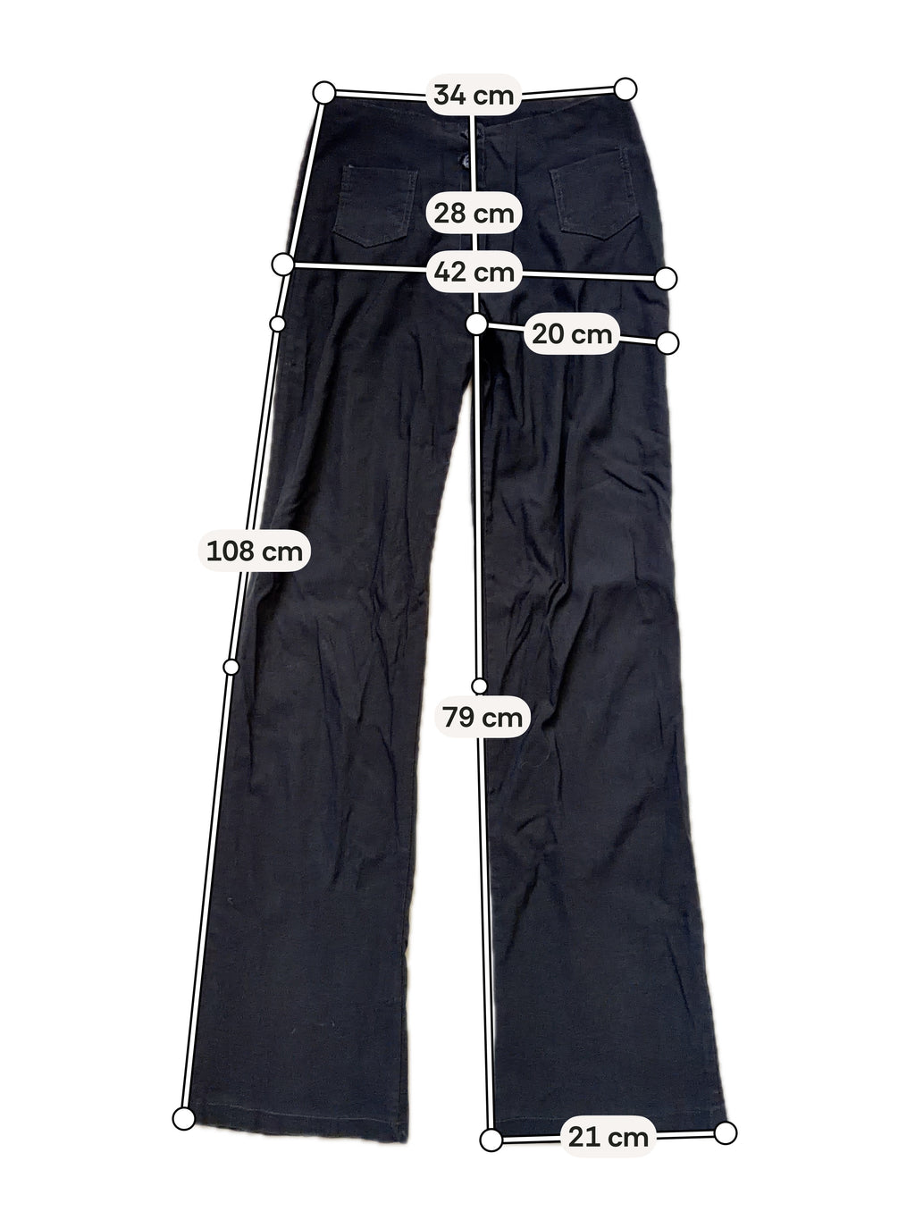 Pantalon noir taille haute boutons apparents style corporate goth - Taille M
