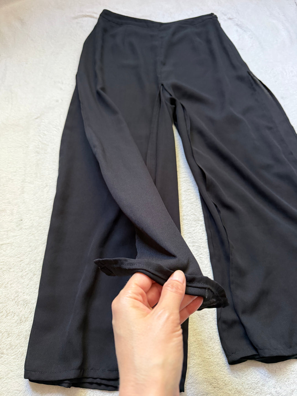 Pantalon René Derhy noir jambes larges avec pans mesh - Taille M