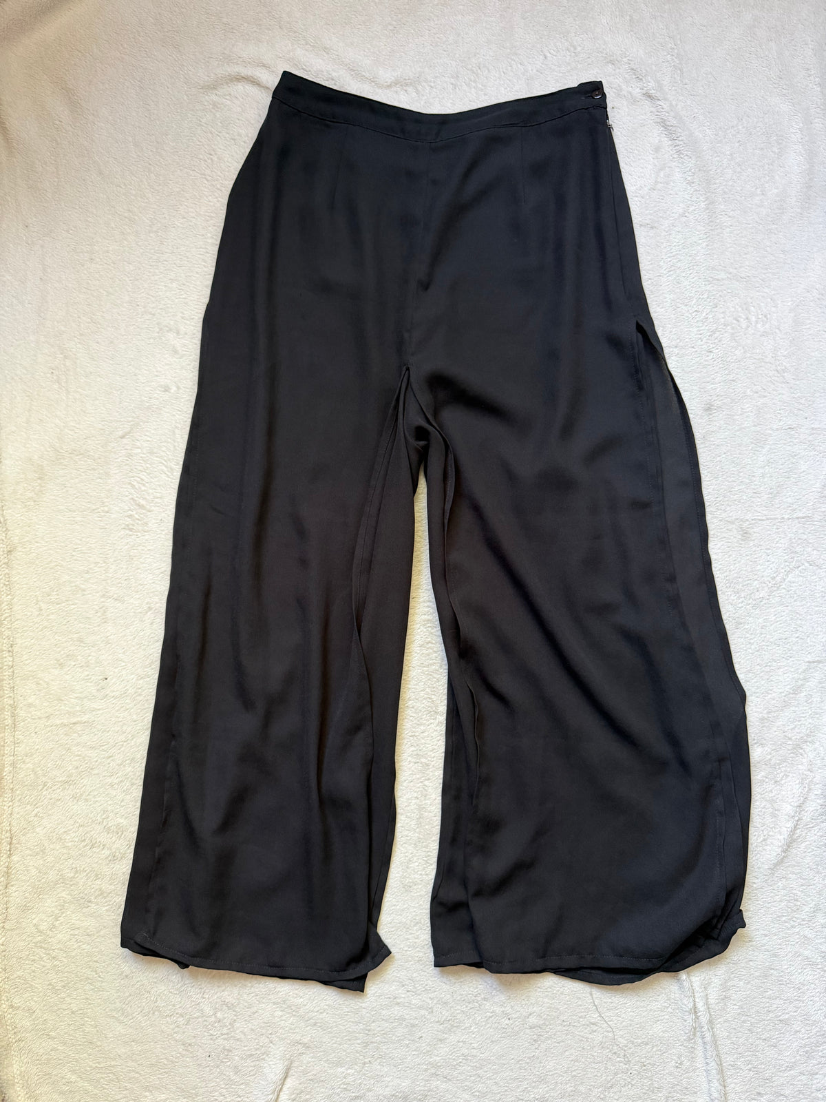 Pantalon René Derhy noir jambes larges avec pans mesh - Taille M