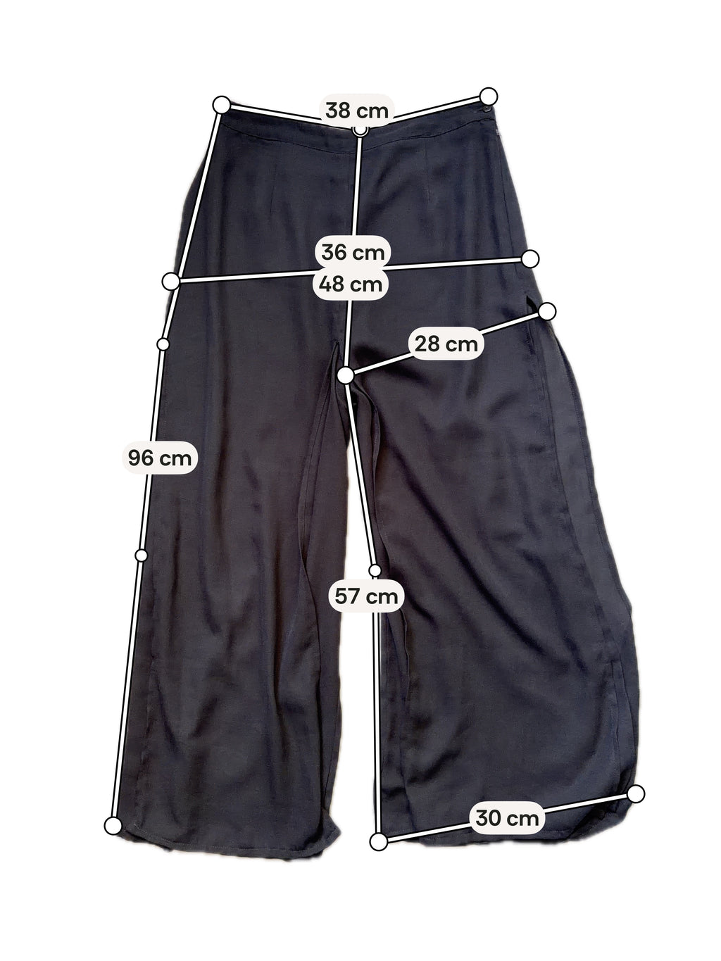 Pantalon René Derhy noir jambes larges avec pans mesh - Taille M