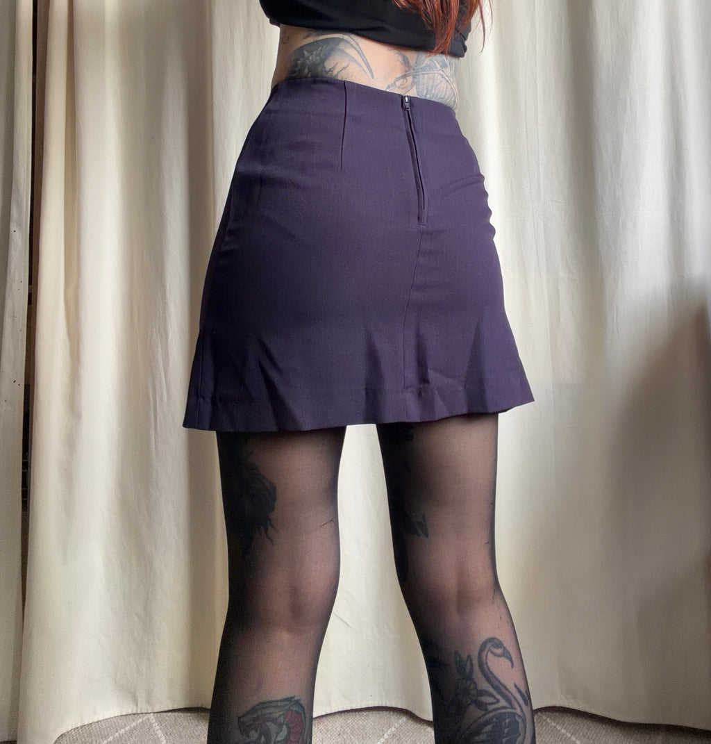 Ensemble blazer cintré et minijupe violet foncé - taille S/M