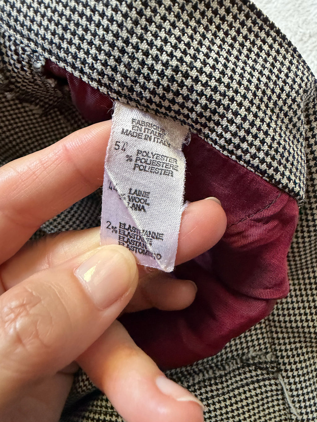 Pantalon Cacharel gris à micro-carreaux taille haute – taille M/L