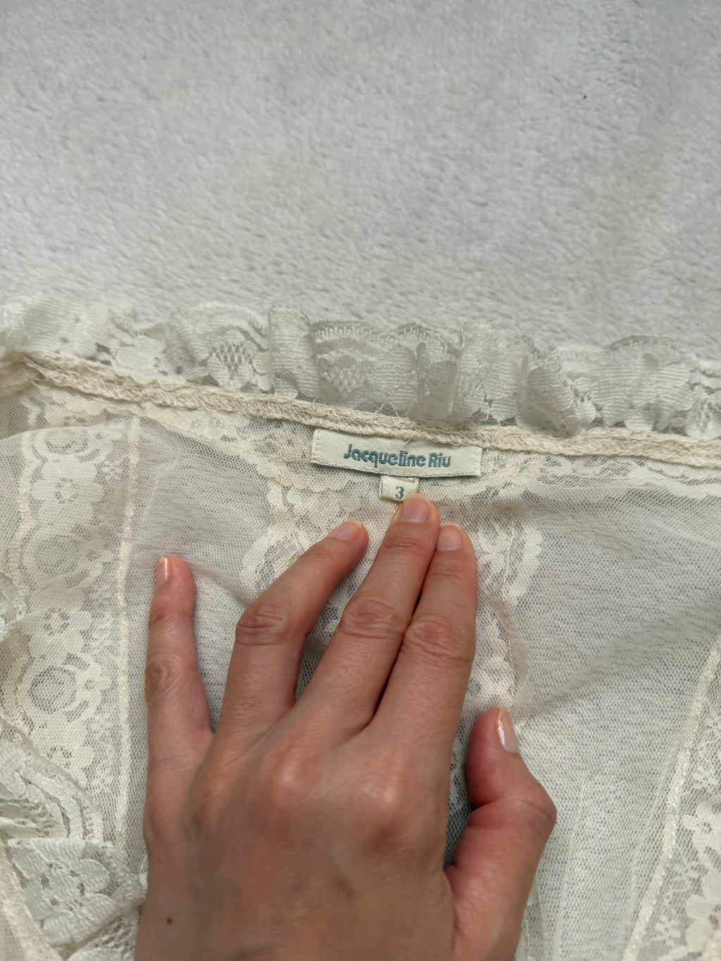 Blouse blanche transparente en dentelle à volants style victorien romantique - Taille L