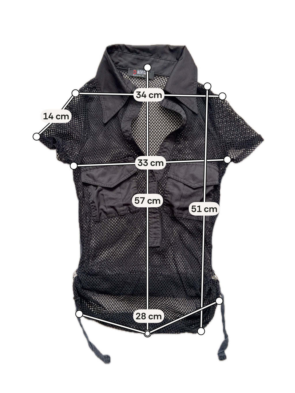 Top manches courtes en résille noire stye cyber goth subversive - Taille S