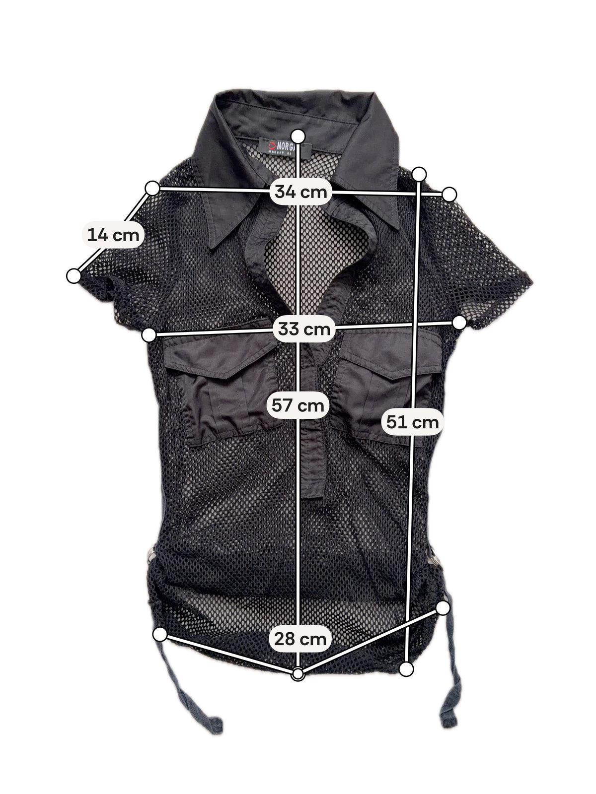 Top manches courtes en résille noire stye cyber goth subversive - Taille S