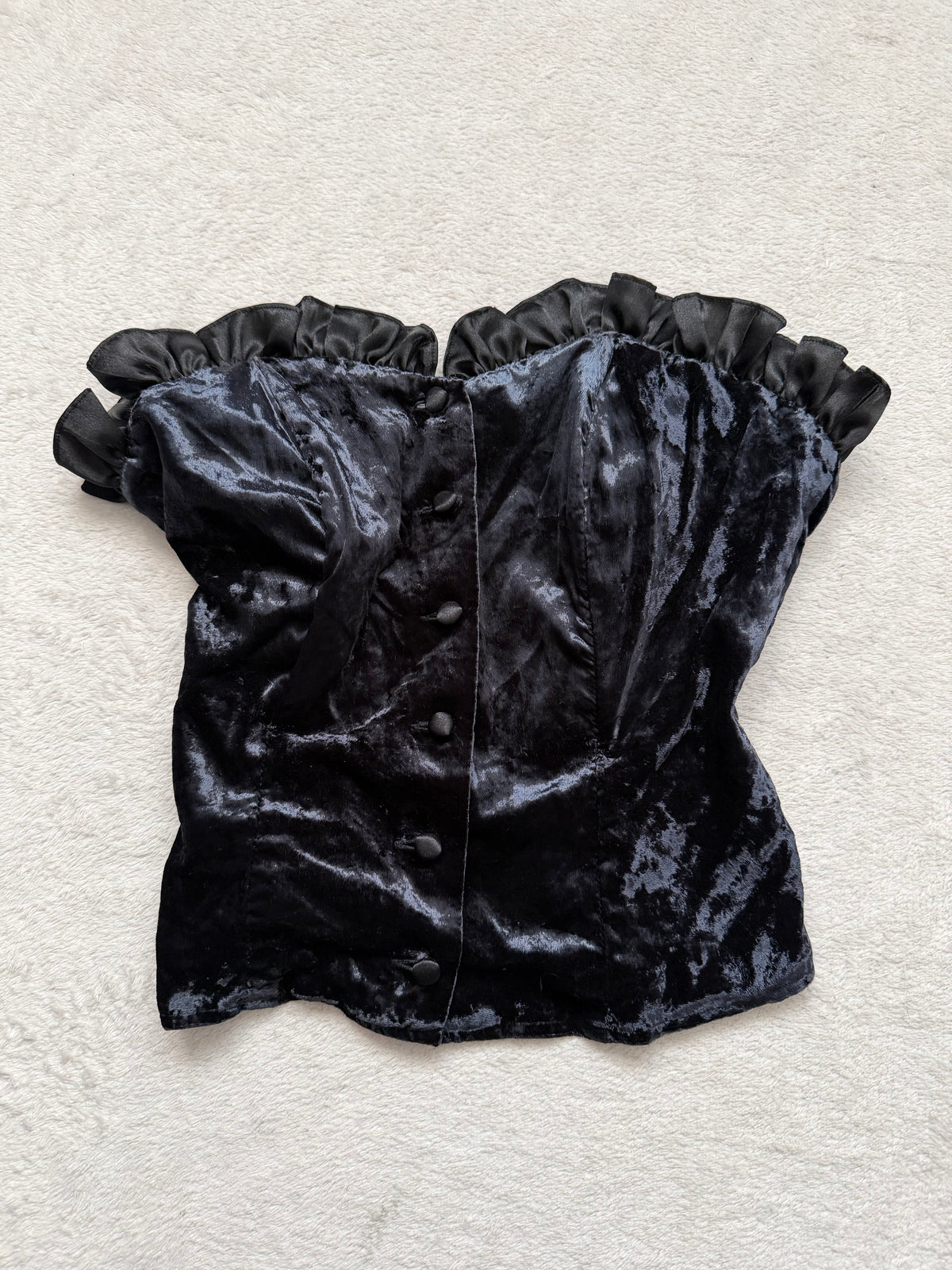 Vintage romantic goth Victorian style black velvet bustier - Size XS