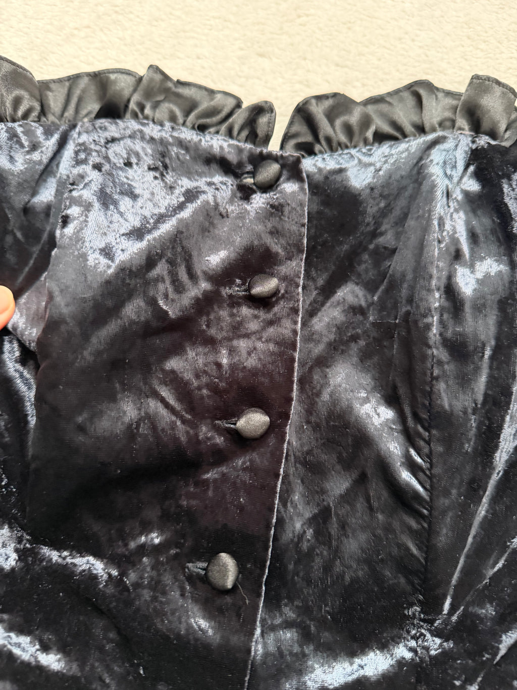 Vintage romantic goth Victorian style black velvet bustier - Size XS