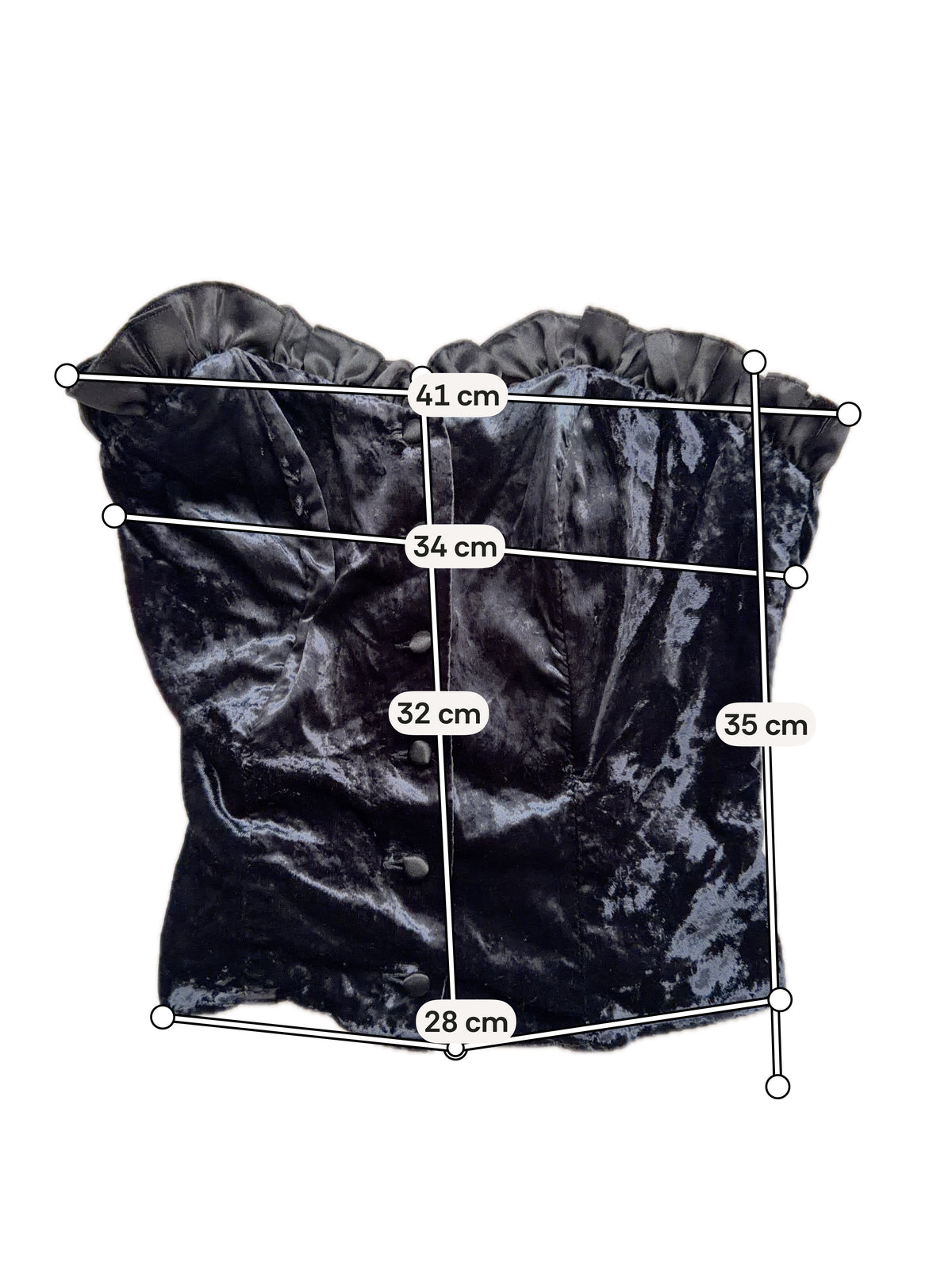 Vintage romantic goth Victorian style black velvet bustier - Size XS