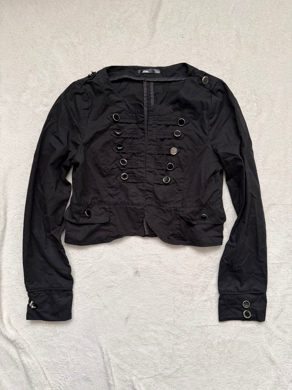 Black fitted officer jacket with military goth style buttons - Size S
