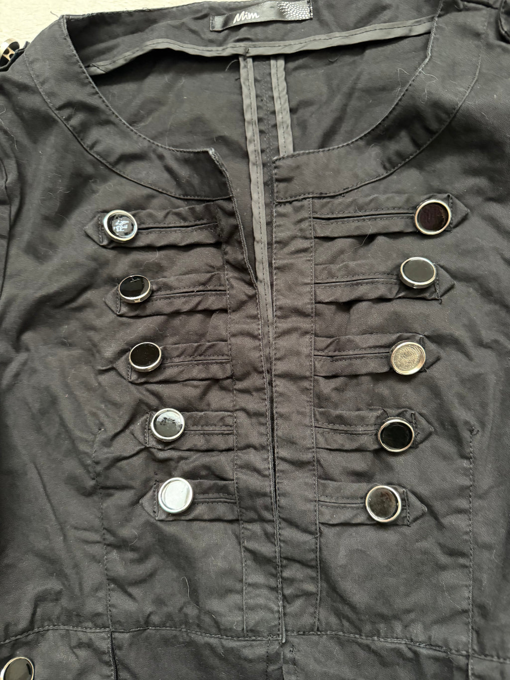 Black fitted officer jacket with military goth style buttons - Size S