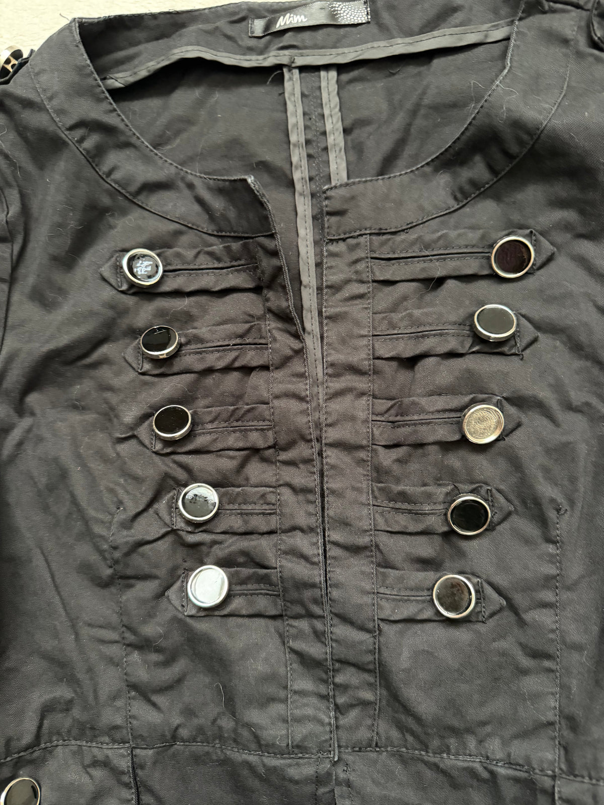Black fitted officer jacket with military goth style buttons - Size S