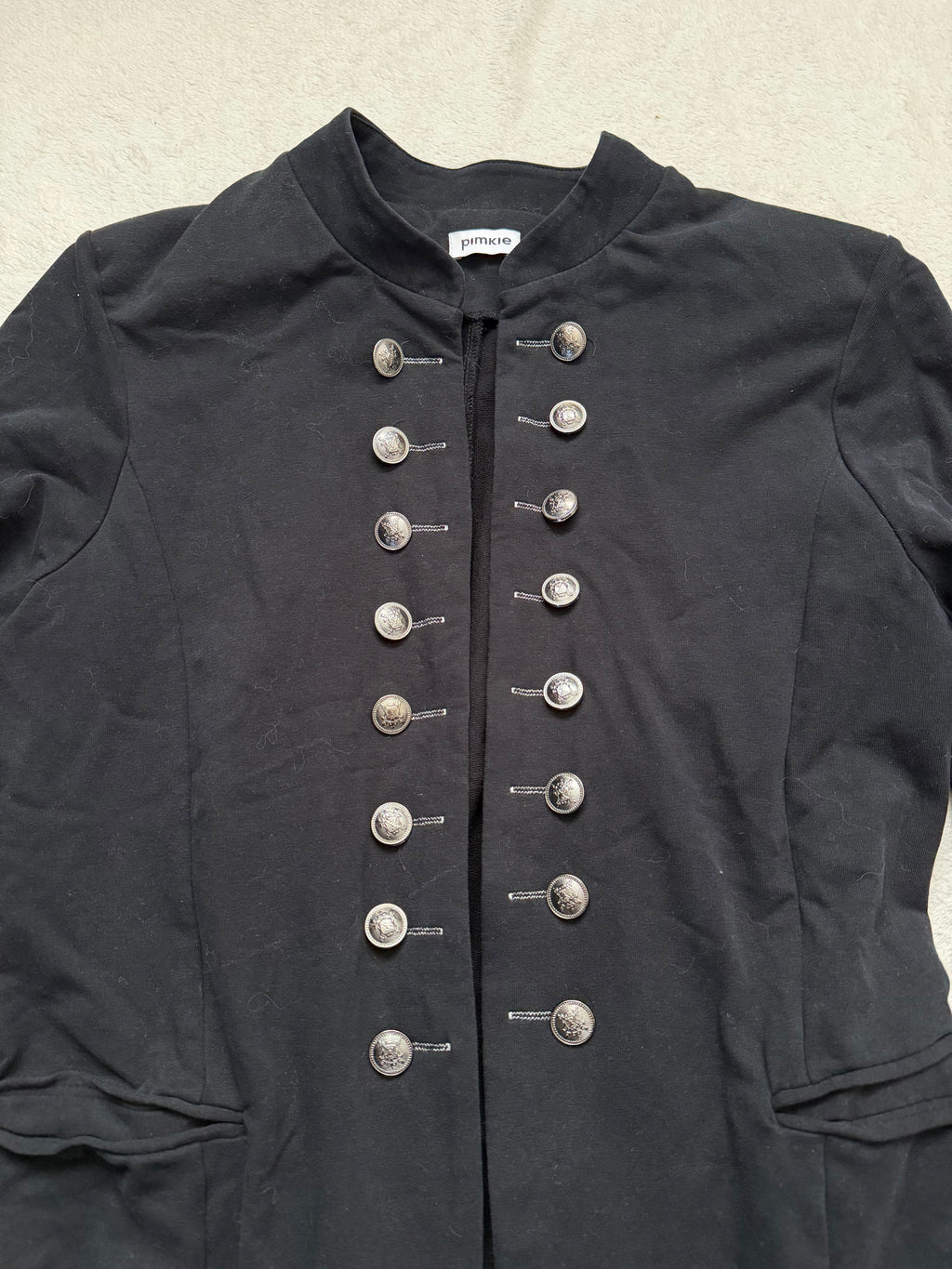 Veste noire officier à boutons métalliques style military goth - taille M/L