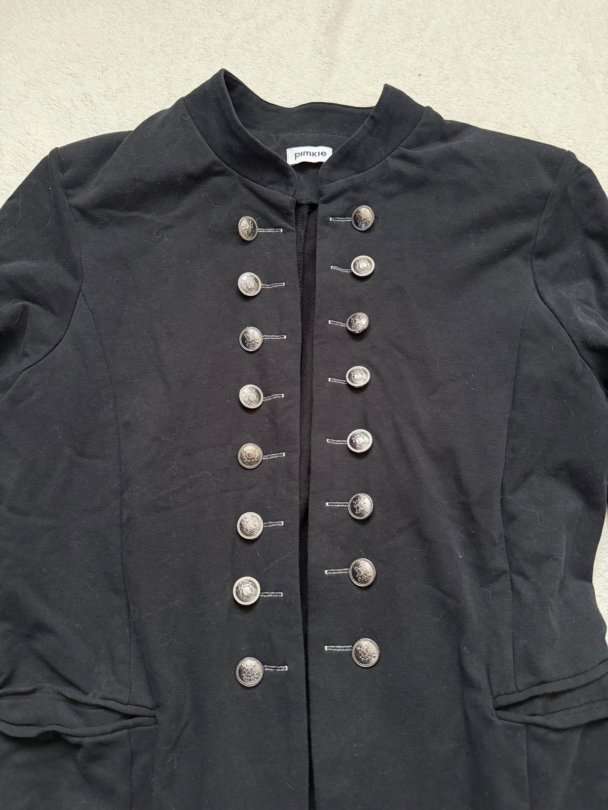 Veste noire officier à boutons métalliques style military goth - taille M/L