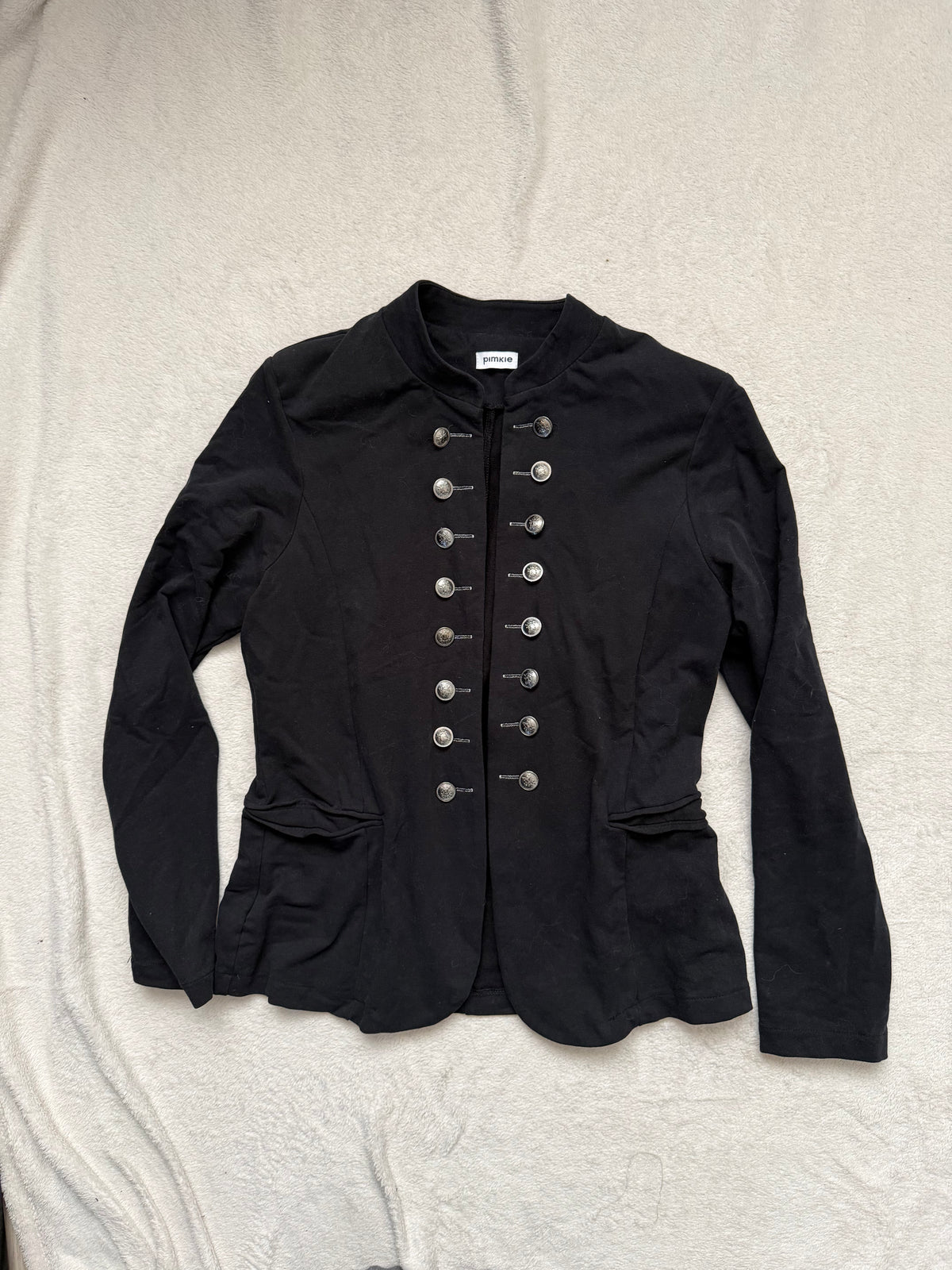 Veste noire officier à boutons métalliques style military goth - taille M/L
