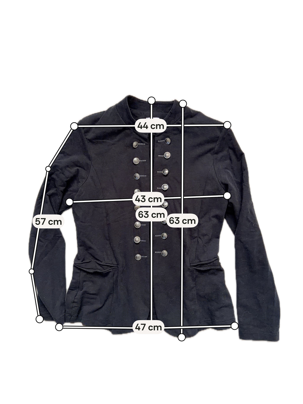 Veste noire officier à boutons métalliques style military goth - taille M/L
