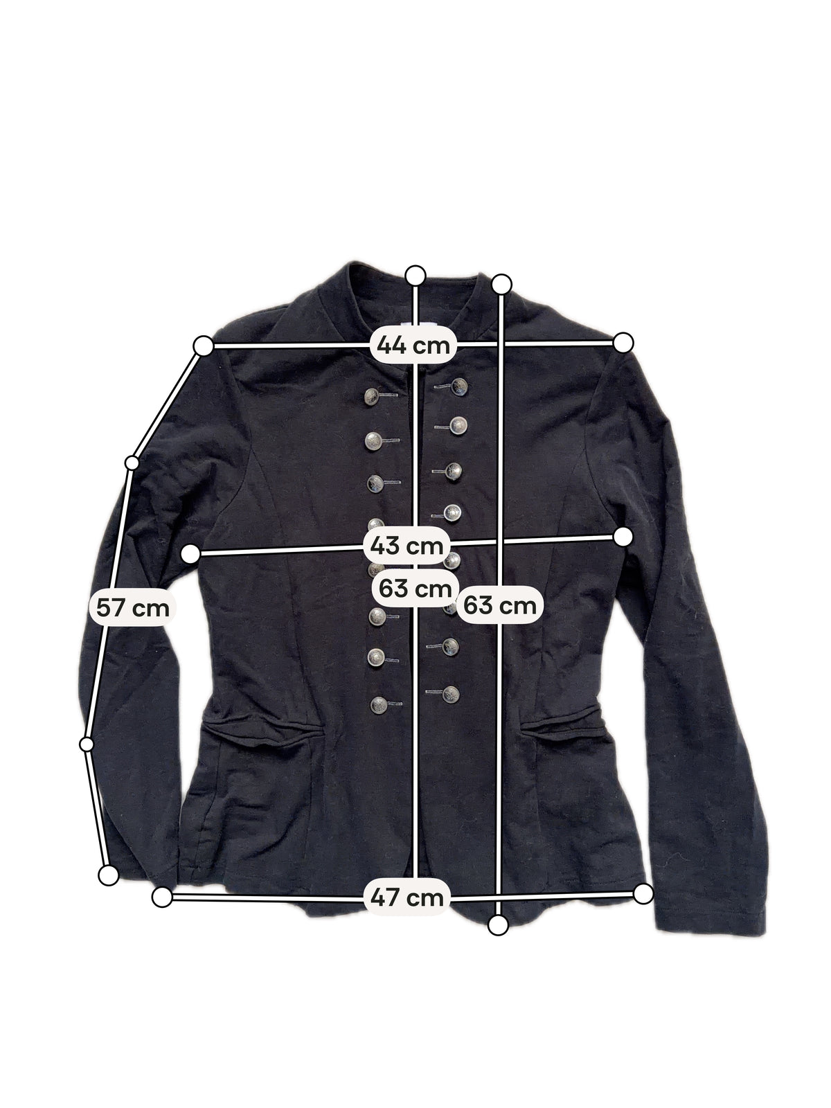 Veste noire officier à boutons métalliques style military goth - taille M/L