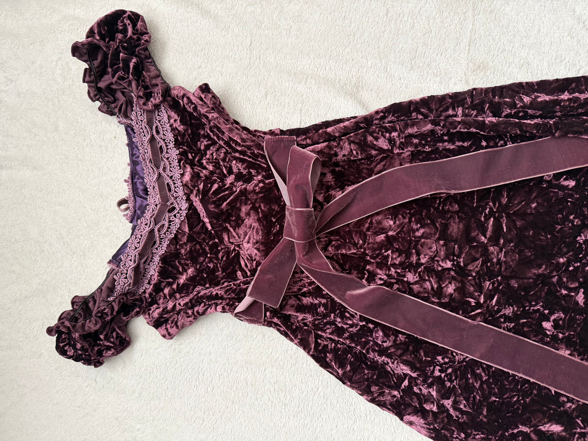 Long velvet dress purple/brown with corset lacing gothic medievalcore vampire style – size M