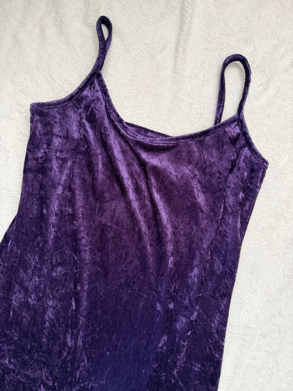 Robe maxi en velours violet coupe ajustée style vampy whimsigoth 90s - Taille S/M