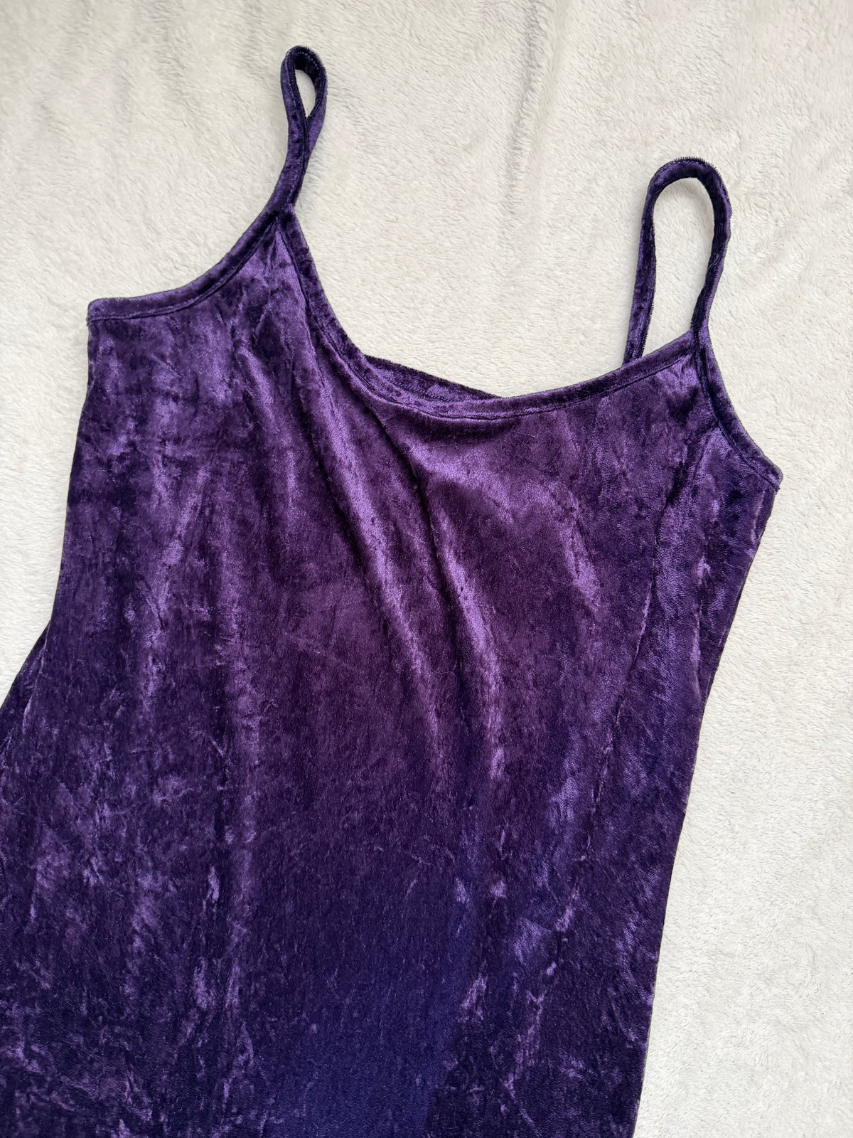 Robe maxi en velours violet coupe ajustée style vampy whimsigoth 90s - Taille S/M