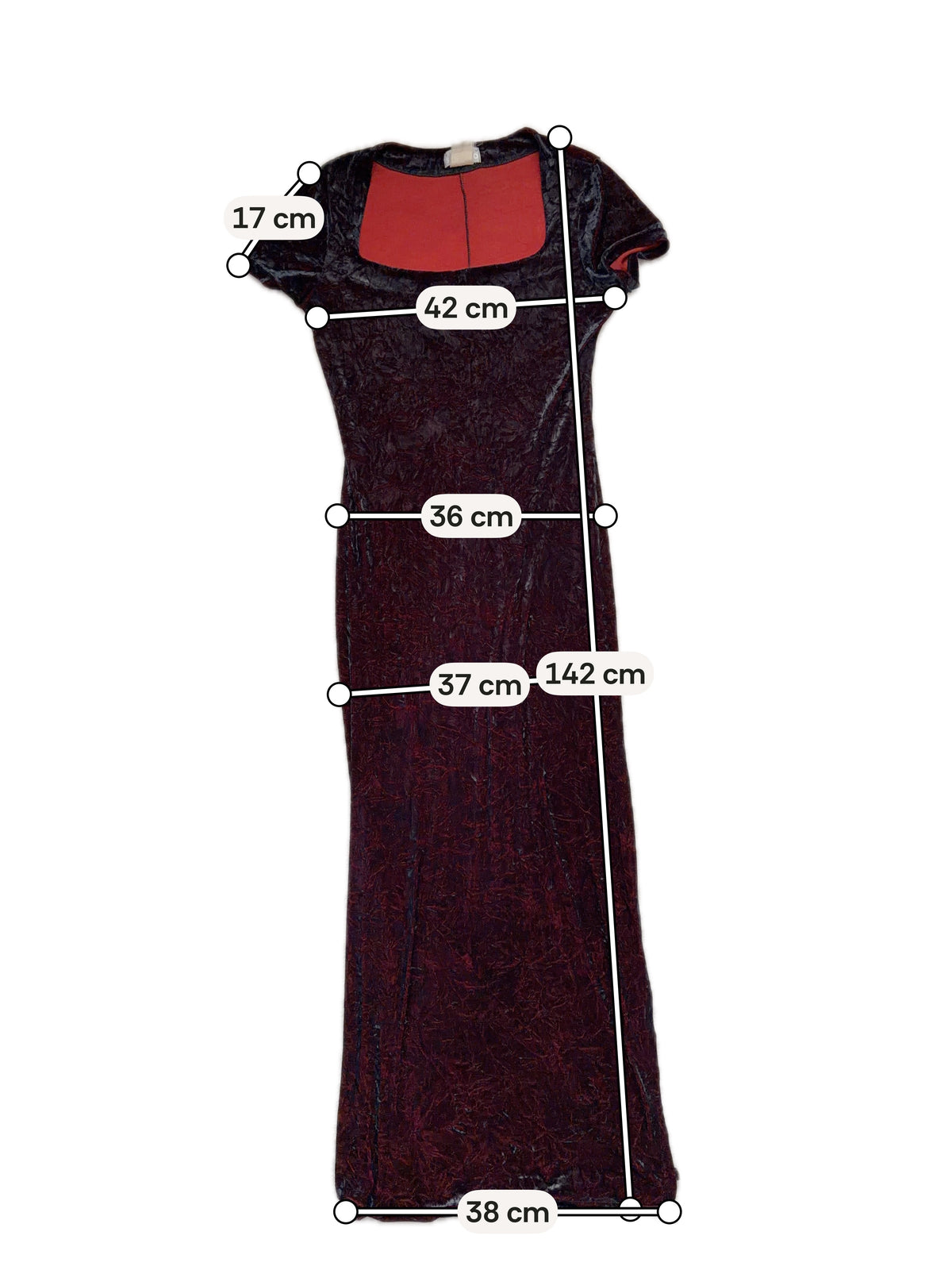 Long black velvet dress with burgundy reflections, goth vampy dark romantic style – size M/L
