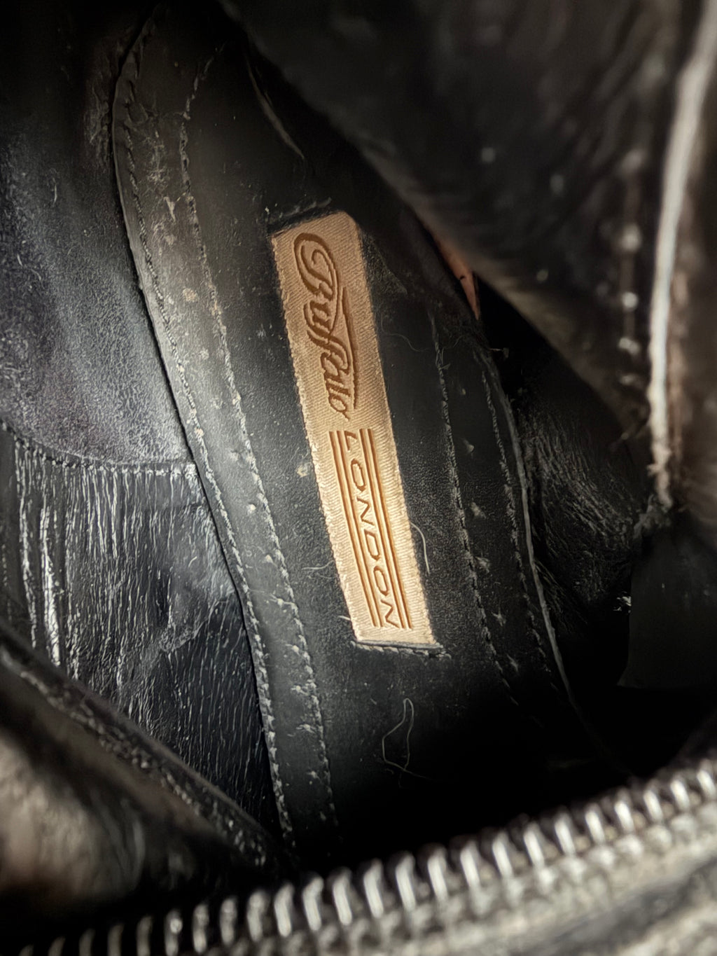 Buffalo black leather high boots with buckle, goth biker pirate style 2000s – size 38