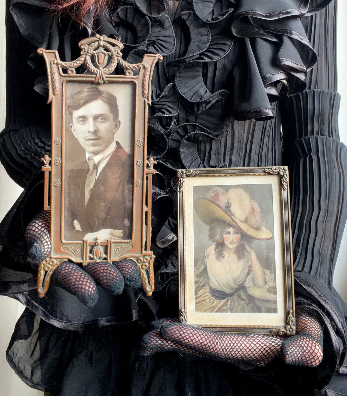 Lot de 2 petits cadres dorés vintage – portraits anciens décoration romantique victorienne