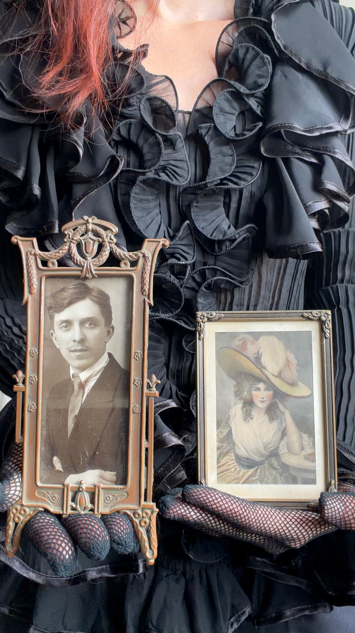 Lot de 2 petits cadres dorés vintage – portraits anciens décoration romantique victorienne