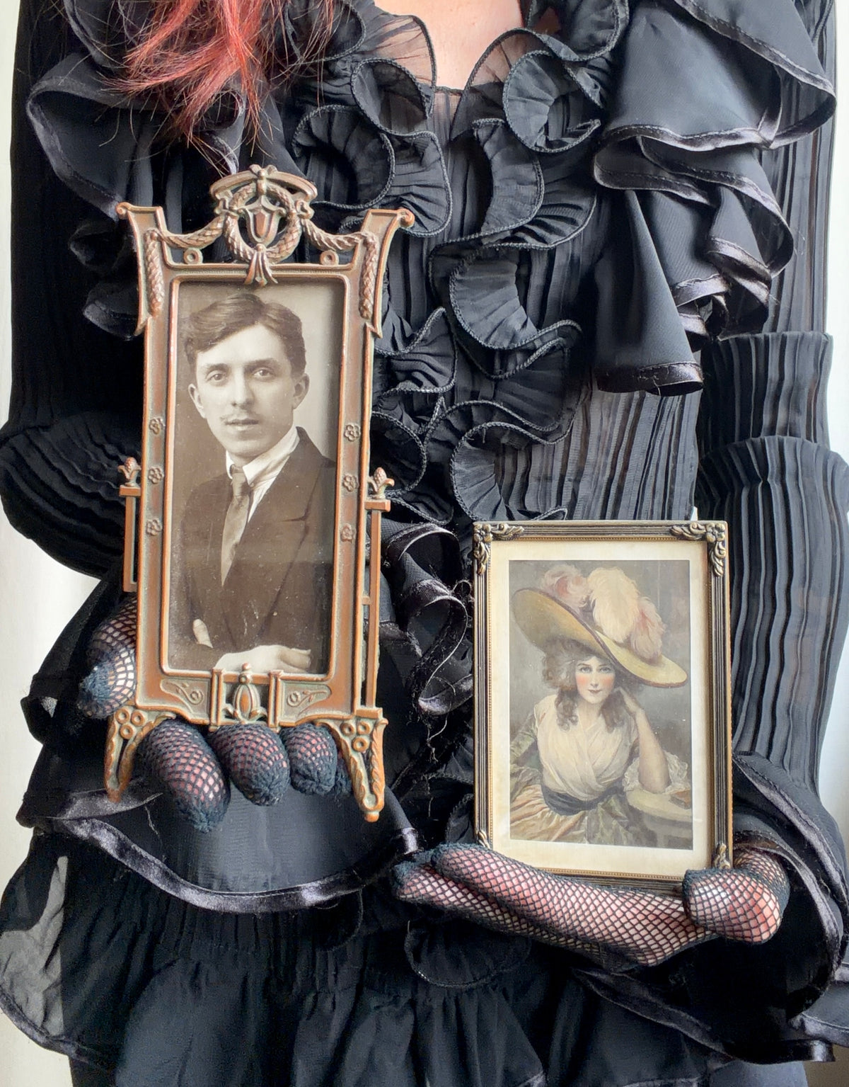 Lot de 2 petits cadres dorés vintage – portraits anciens décoration romantique victorienne