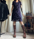 Robe René Derhy velours dévoré violet floral style whimsigoth romantic goth – taille M/L