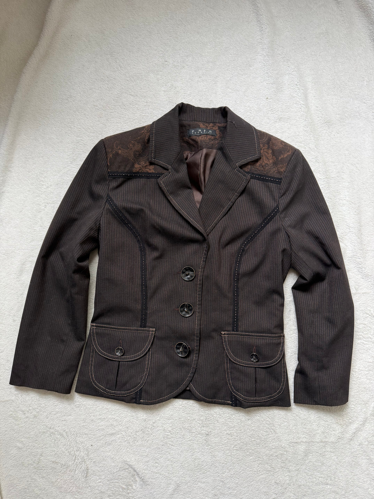 Ensemble blazer cintré et jupe midi chocolat - Taille M