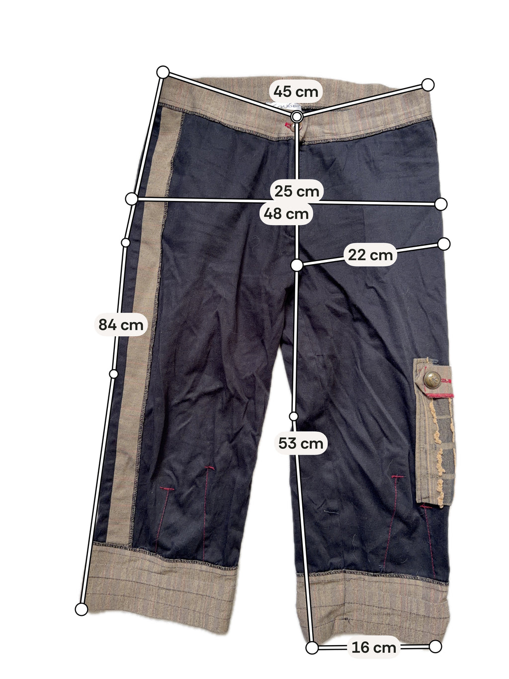 Ensemble pantalon capri et veste structurée style avant-garde industrial goth – taille L