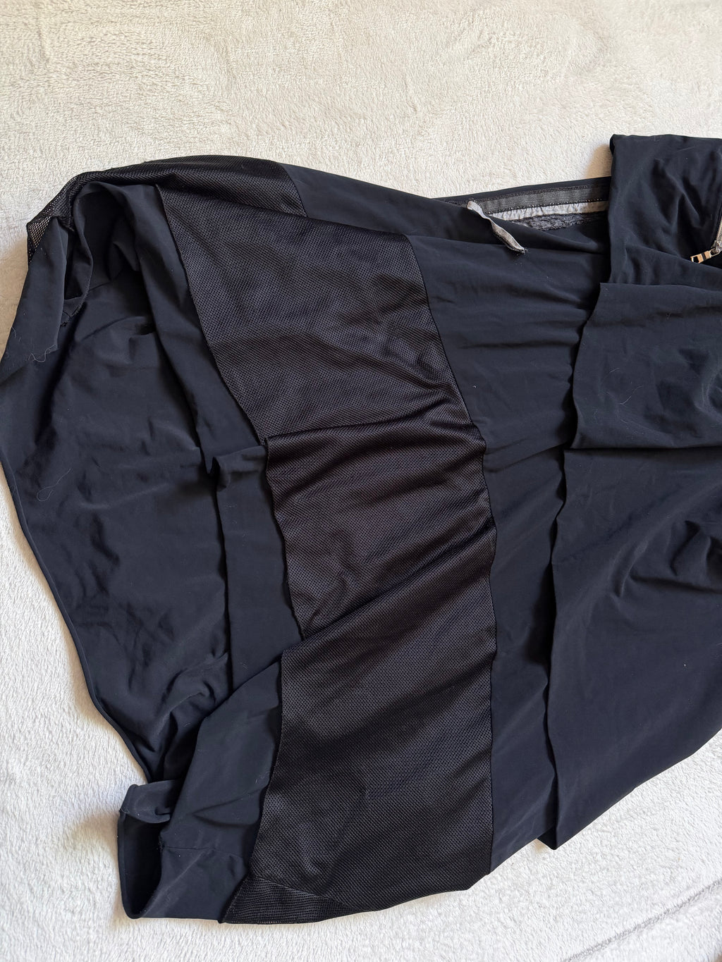 Asymmetric black long dress with industrial avant-garde style zips - Size L