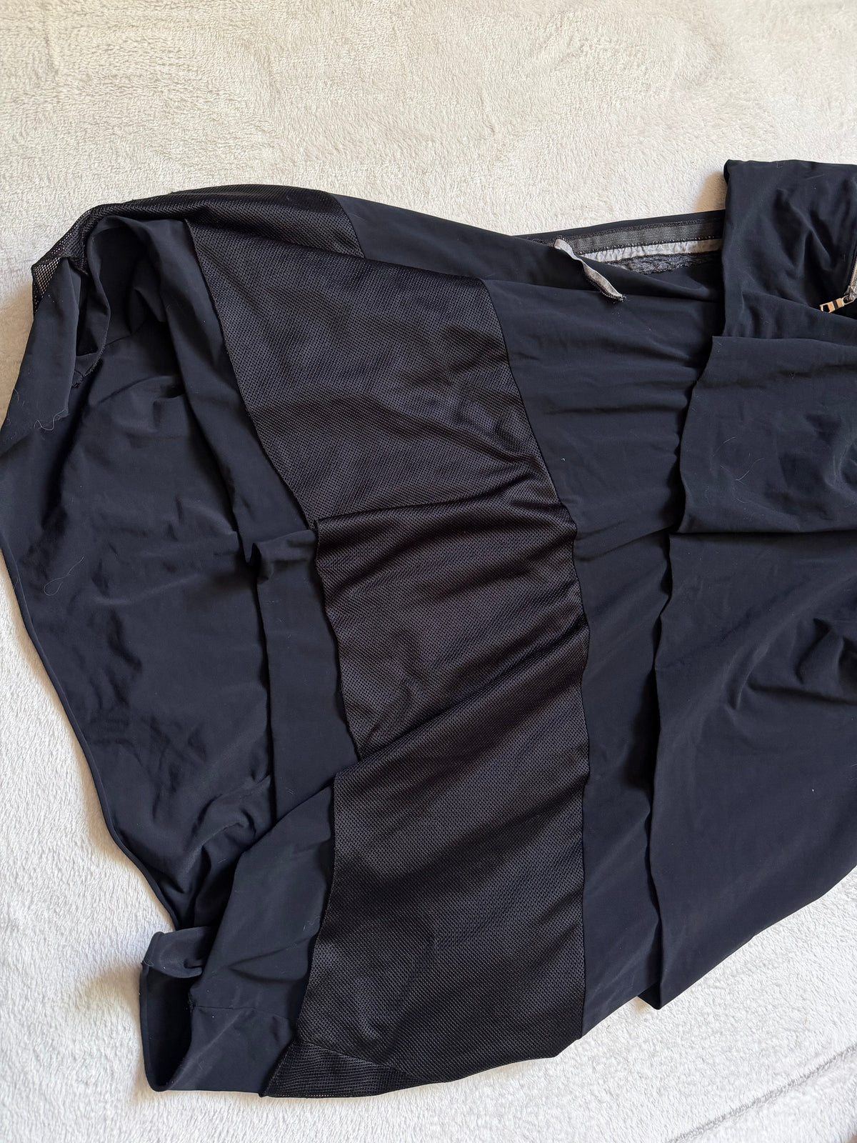Asymmetric black long dress with industrial avant-garde style zips - Size L
