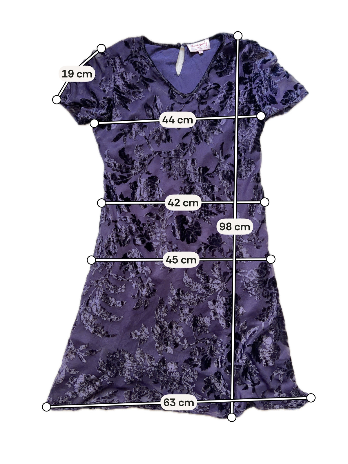 Robe René Derhy velours dévoré violet floral style whimsigoth romantic goth – taille M/L