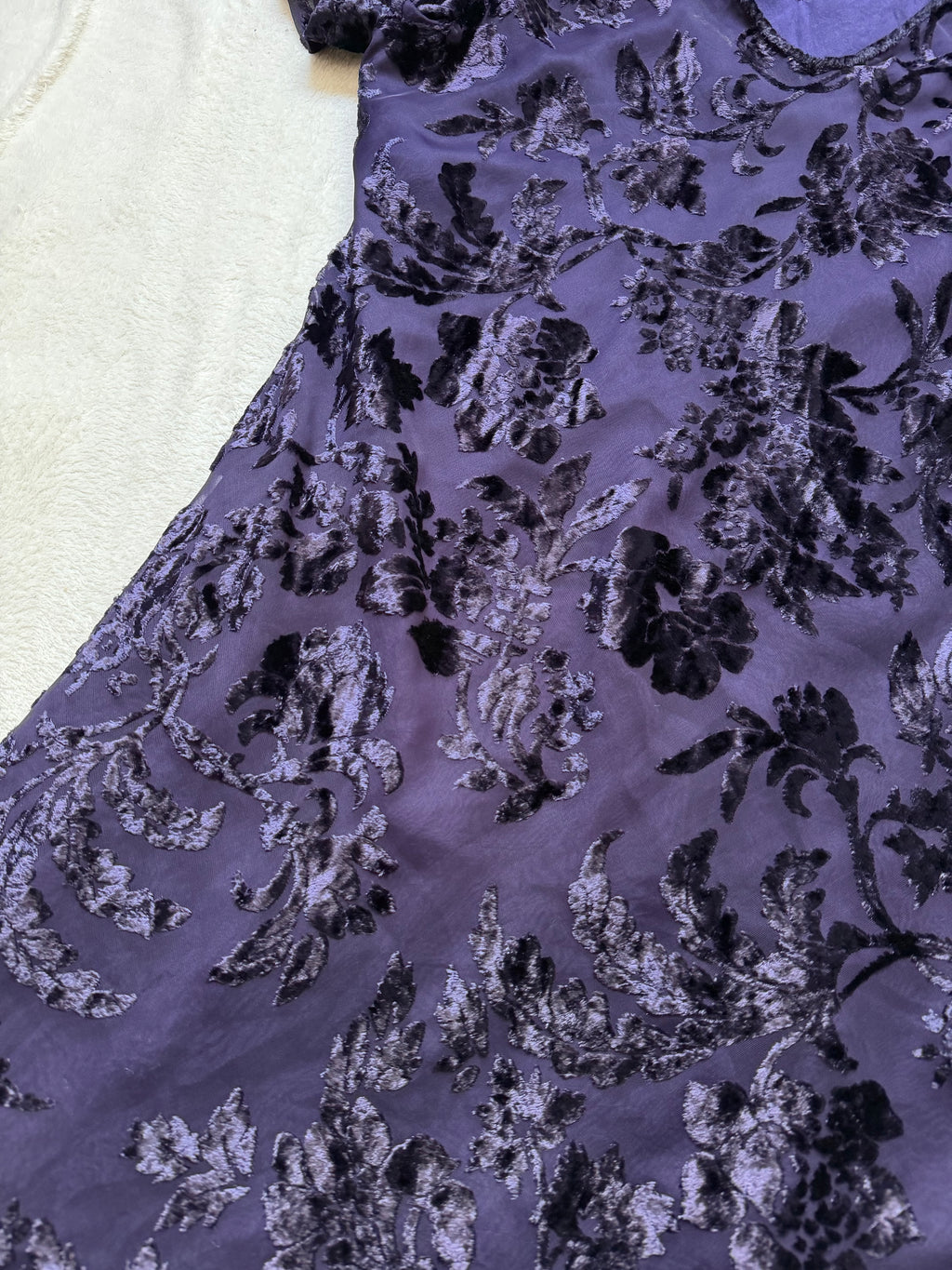 Robe René Derhy velours dévoré violet floral style whimsigoth romantic goth – taille M/L