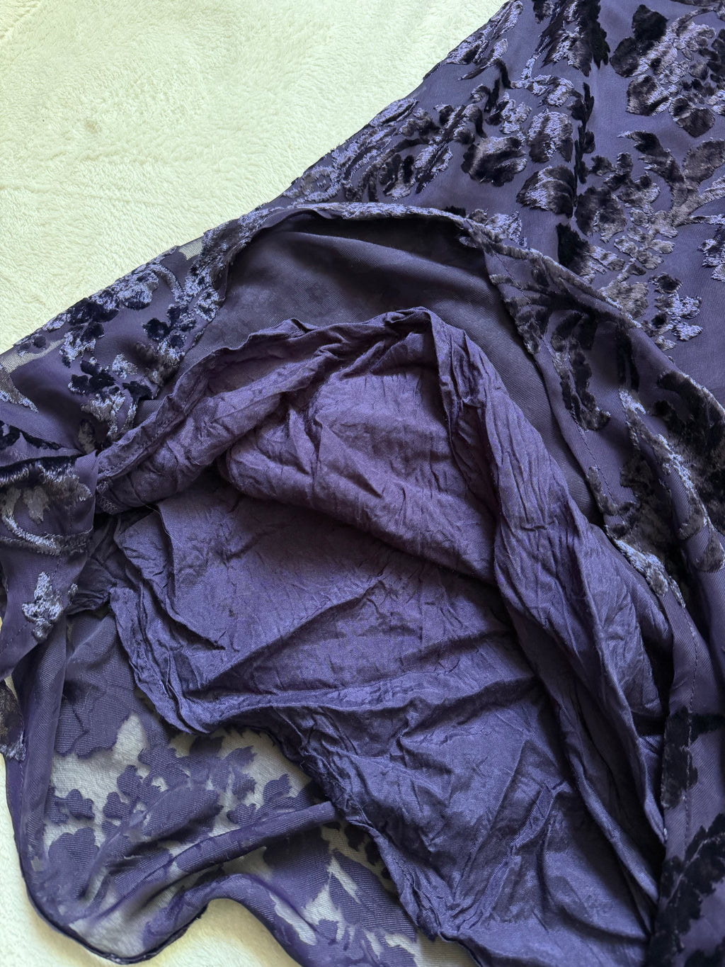 Robe René Derhy velours dévoré violet floral style whimsigoth romantic goth – taille M/L