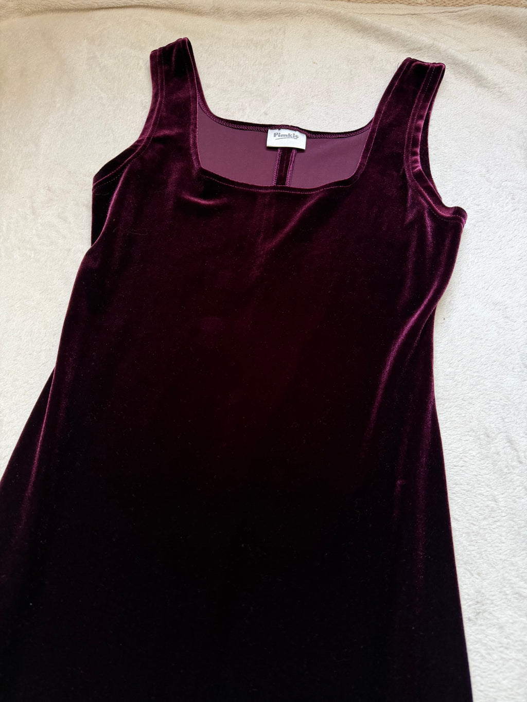 Robe longue velours bordeaux/prune encolure carrée – vampire goth 90s – taille S/M
