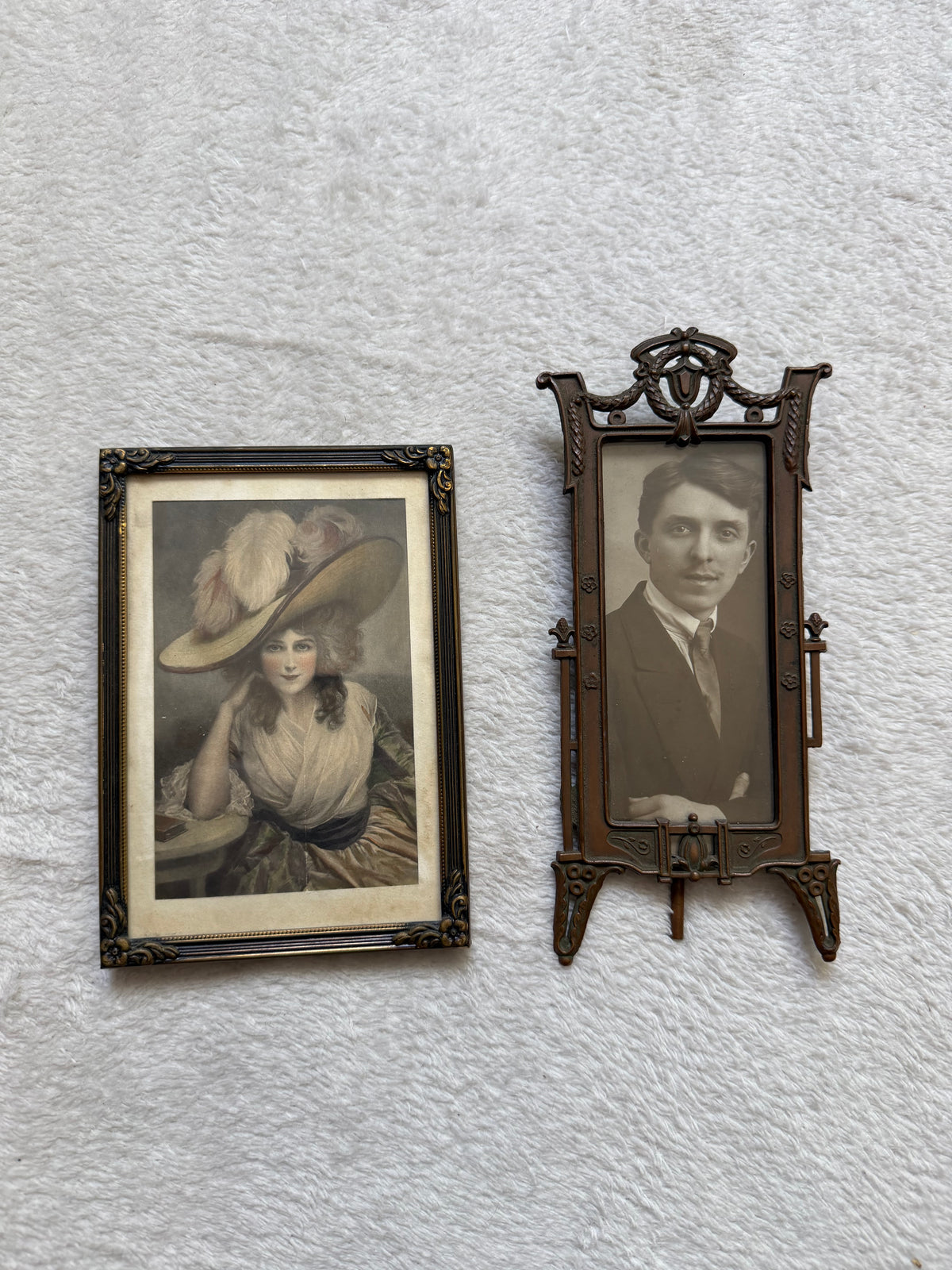 Lot de 2 petits cadres dorés vintage – portraits anciens décoration romantique victorienne