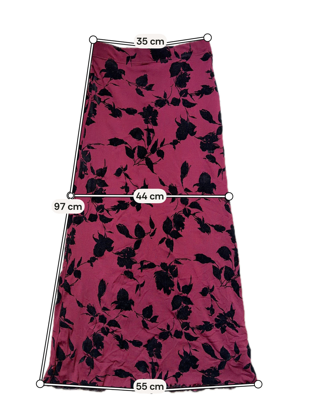 Jupe longue bordeaux motifs floraux en velours noir style romantic goth whimsigoth – taille S/M