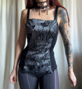 Top corseté laine et soie à dentelle florale style whimsigoth romantic goth – taille M/L