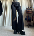 Pantalon flare noir taille basse surpiqûres contrastées style office siren – taille M