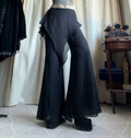 Pantalon noir jambes larges avec jupe intégrée goth avant-garde - taille S